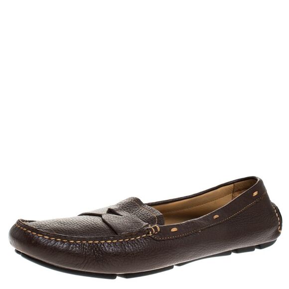 Prada Dark Brown Leather Loafers Size 39 - Picture 1 of 4